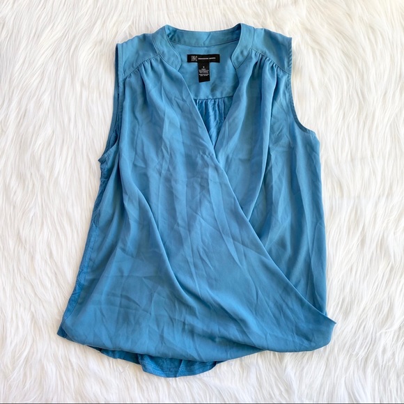 INC International Concepts Tops - INC Blue Faux Wrap Top